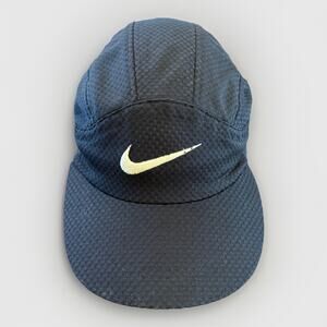 Vintage 90s Nike Black Swoosh Running Tailwind 7 Panel StrapBack Hat White Tags